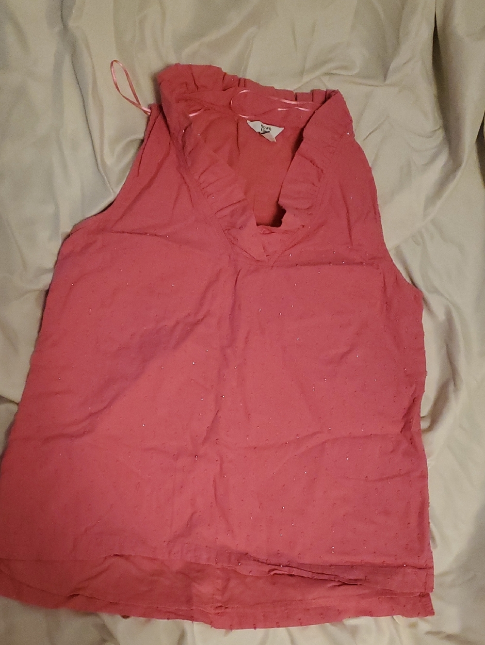 crown & ivy Pink Ruffle V-Neck Camisole